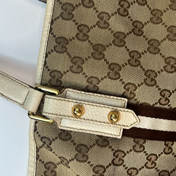 Gucci canvas Jackie tote bag with white leather - Picture 9 of 15